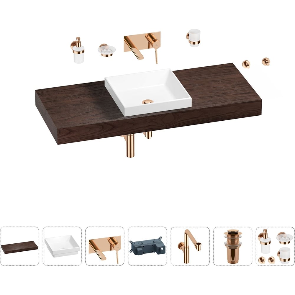 Комплект мебели для ванной комнаты с раковиной Wellsee полка для ванной комнаты bronze de luxe forest матовое золото 10711g