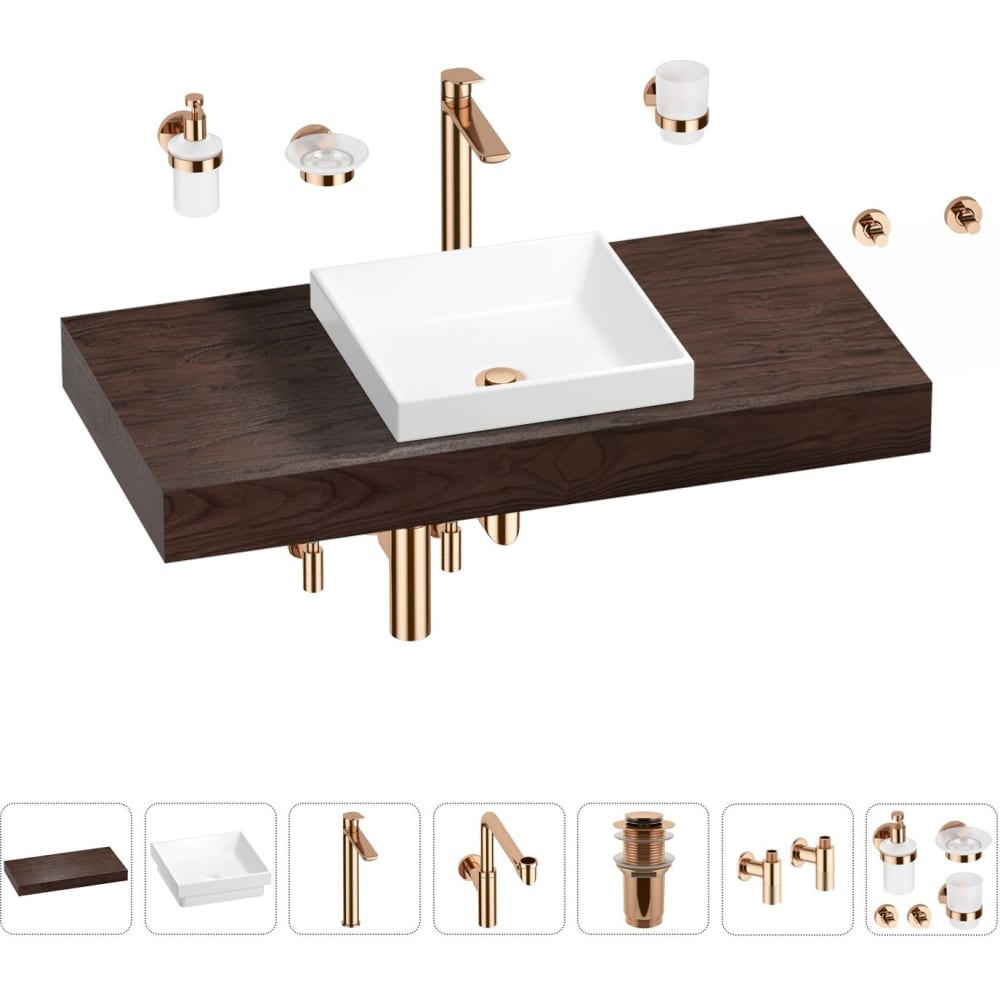 Комплект мебели для ванной комнаты с раковиной Wellsee комплект для прямоугольного перелива orio ø70 мм