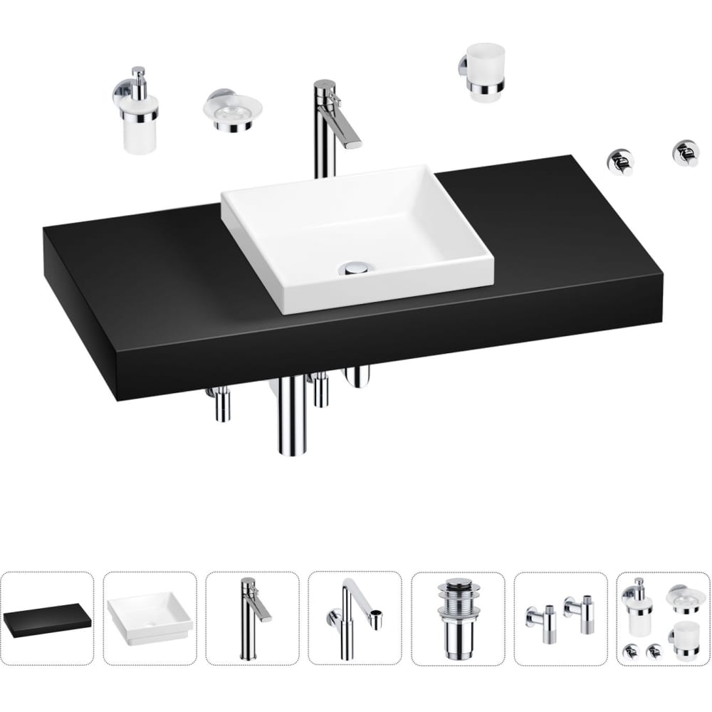 Комплект мебели для ванной комнаты с раковиной Wellsee смеситель для кухни zein z2231 излив утка картридж керамика 40 мм