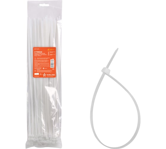 Изображение товара Кабельные стяжки Airline хомуты 4,8 х 400 мм, пластиковые, белые, 100 шт. ACT-N-14