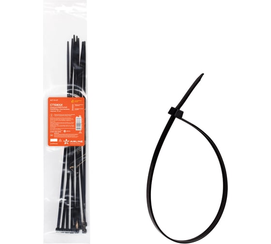 Изображение товара Кабельные стяжки Airline хомуты 4,8 х 350 мм, пластиковые, черные, 10 шт. ACT-N-27