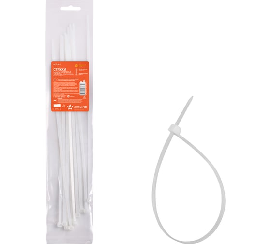 Изображение товара Кабельные стяжки Airline хомуты 4,8 х 350 мм, пластиковые, белые, 10 шт. ACT-N-11