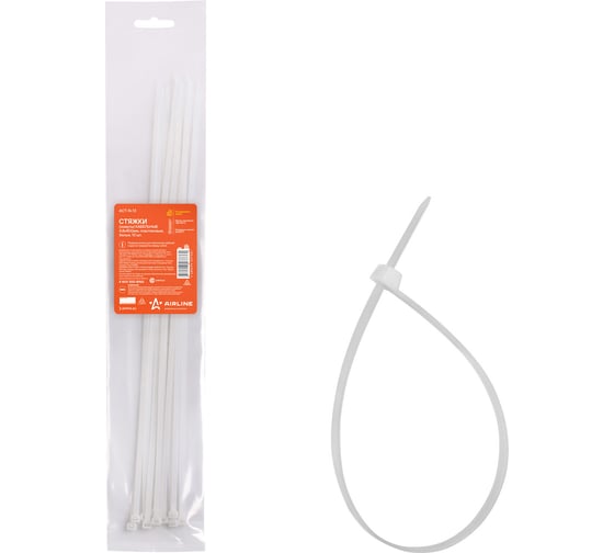 Изображение товара Кабельные стяжки Airline хомуты 4,8 х 400 мм, пластиковые, белые, 10 шт. ACT-N-13