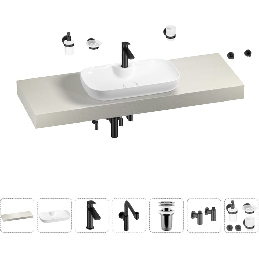 Комплект мебели для ванной комнаты с раковиной Wellsee форма для запекания керамика 18х27 9 см овальная антарктида y4 7283