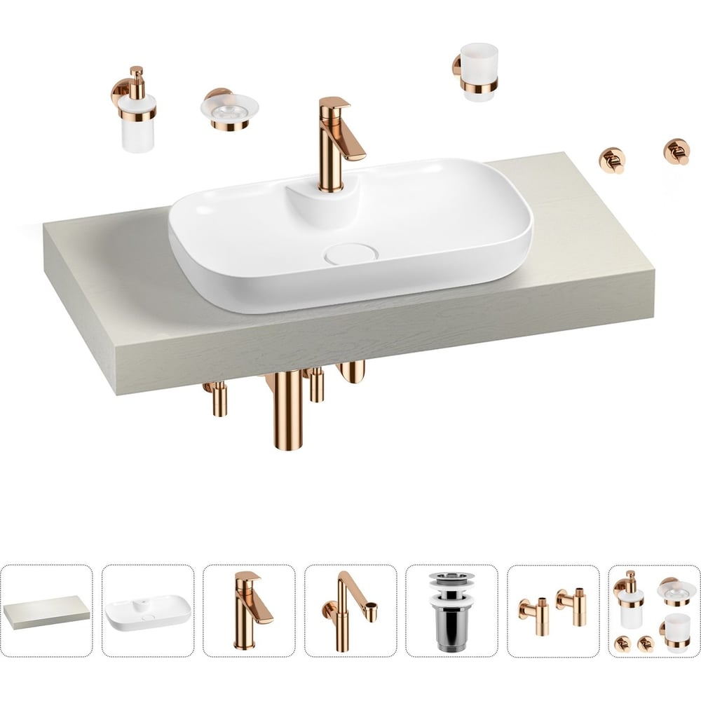 Комплект мебели для ванной комнаты с раковиной Wellsee сувенир керамика груша с веточкой золото 5х5х7 5 см