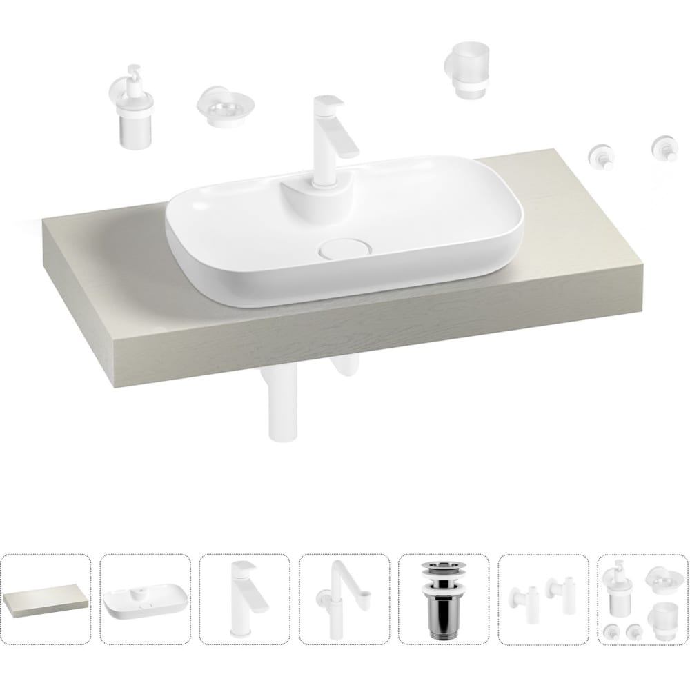 фото Комплект мебели для ванной комнаты с раковиной wellsee