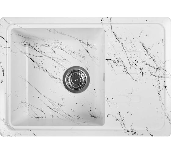 Изображение товара Мойка для кухни из искусственного камня WISENT мрамор бело-черный (беларусь) 435x620x220 WB15-12/WGER013