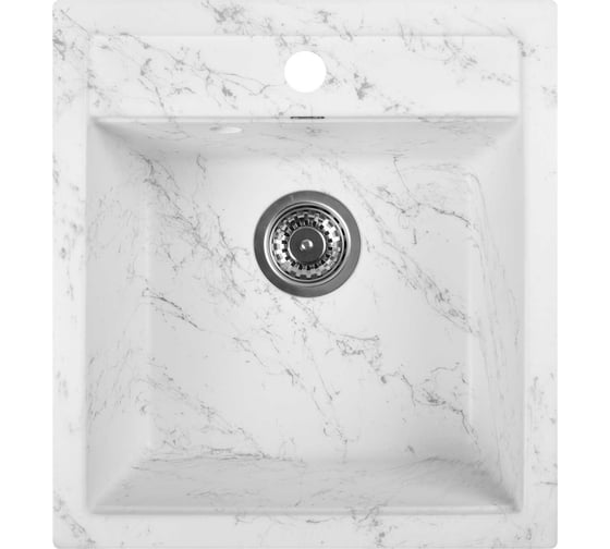 Изображение товара Мойка для кухни из искусственного камня WISENT мрамор бело-серый (беларусь) 450x500x200 WA45-10/WGER013