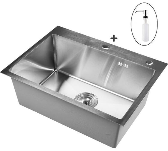 Изображение товара Кухонная мойка из нержавеющей стали WISENT w36050-s с сифоном и дозатором w405a (сатин) WS36050/W02-114/W405A