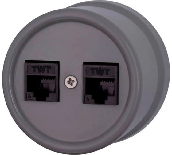 Изображение товара Двойная розетка RJ45 Bironi информационная, пластик, цвет титан B1-302-26