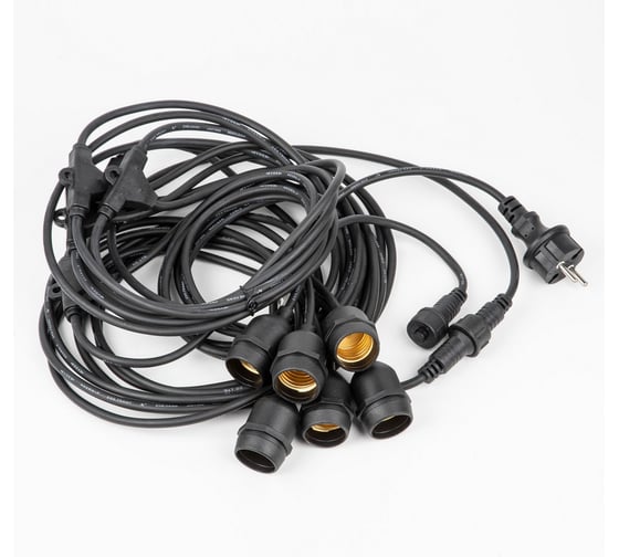 Изображение товара Гирлянда Uniel для освещения теплиц 5м + 3м сетевой шнур 6 подвесов 1м с патроном E27 шаг 100см UDL-K230 6/E27/5M IP54 BLACK BELT-LIGHT GREENHOUSE UL-00010925