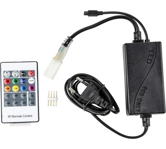 Изображение товара Контроллер для управления светодиодными Uniel Ulc-n22-rgb neon black лентами 220В, с пультом ду, цвет чёрный UL-00010579