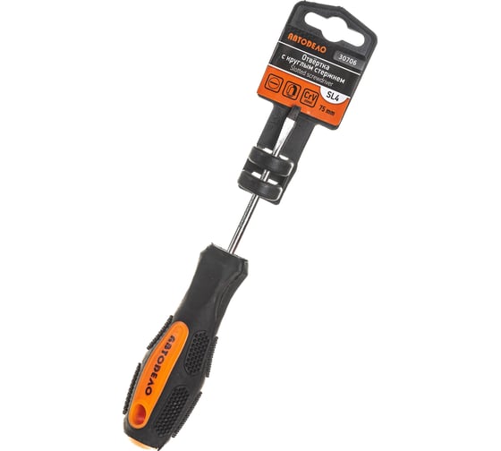 Изображение товара Шлицевая отвертка 4х75мм на держателе АвтоDело 30706 14807