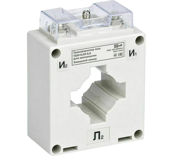 Изображение товара Трансформатор тока DEKraft ТШП-0,66 0,5, 400/5, 5ВА, диаметр 60мм 50141DEK