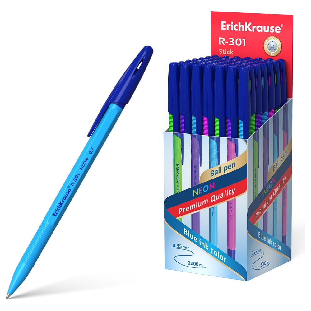 Шариковая ручка ErichKrause ручка шариковая пифагор синяя комплект 48 штук корпус ассорти 880175