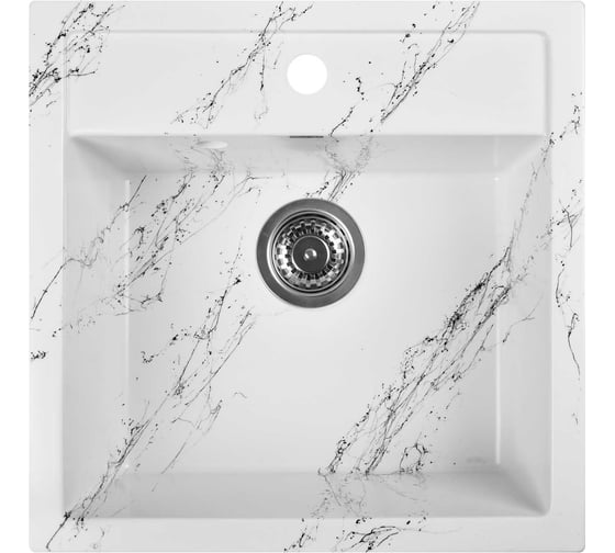 Изображение товара Мойка для кухни из искусственного камня WISENT мрамор бело-черный (беларусь) 505x510x200 WA11-12/WGER013