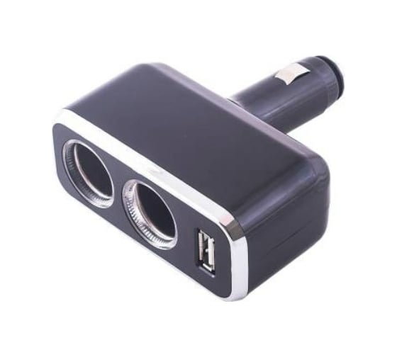 Изображение товара Разветвитель прикуривателя SKYWAY 2 гнезда + USB черный предохранитель 5 А, USB 2 A S02301021