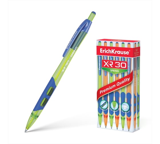 Изображение товара Ручка ErichKrause шариковая автоматическая XR-30 с резиновым хватом Весна 0,7, цвет чернил синий 43622