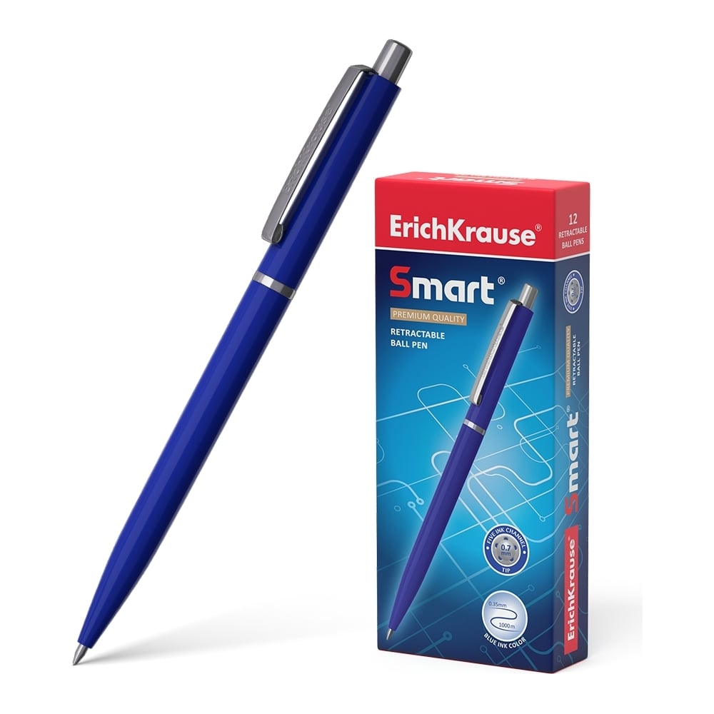 Автоматическая шариковая ручка ErichKrause ручка шариковая 0 5 мм стержень синий корпус прозрачный с резиновым держателем