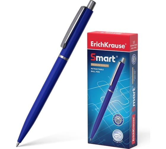 Изображение товара Автоматическая шариковая ручка ErichKrause Smart Matic Classic цвет чернил синий, 12 шт. в упаковке 44967