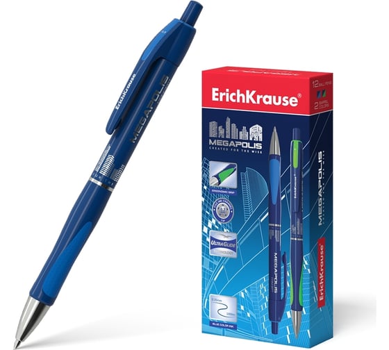 Изображение товара Автоматическая шариковая ручка ErichKrause MEGAPOLIS Concept Matic&Grip, цвет чернил синий, 12 шт. в упаковке 31