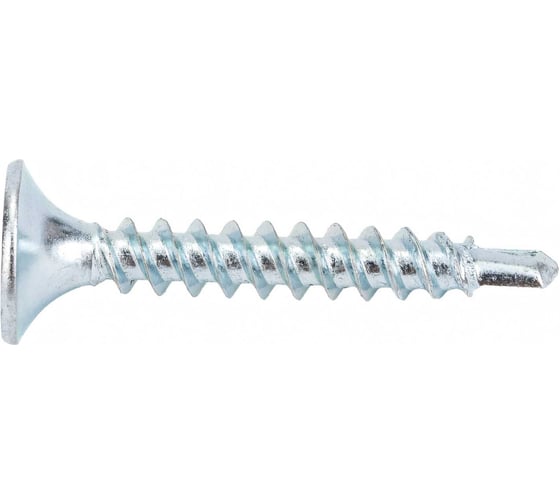 Изображение товара Саморез по металлу для ГКЛ Метизный двор 3,5x25 потайной, оцинкованный, сверло 30 шт. 4690441018304