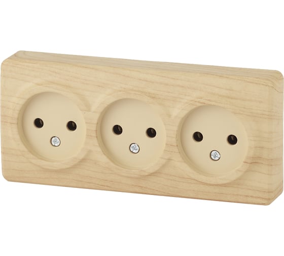 Изображение товара Розетка ЭРА 11-2207-11 3х2P, 16A-250В, IP20, ОУ, Эксперт, сосна Б0020699