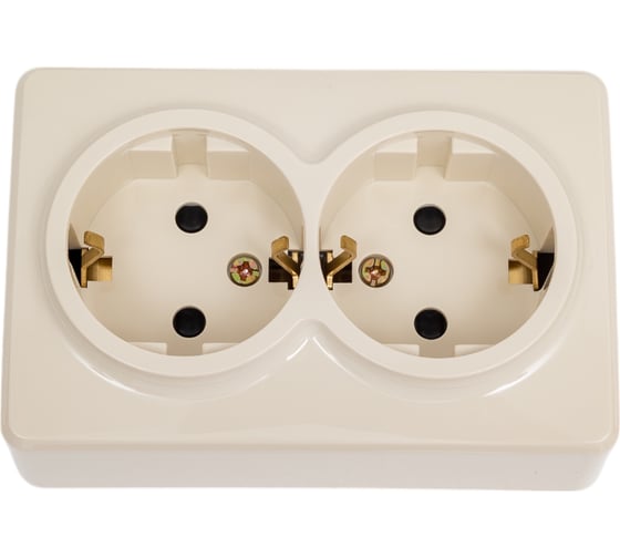 Изображение товара Розетка ЭРА 11-2206-02 2х2P E Schuko со шторками, 16A-250В, IP20, ОУ, Эксперт, сл.кость Б0020695