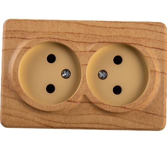 Изображение товара Розетка ЭРА 11-2202-11 2х2P, 16A-250В, IP20, ОУ, Эксперт, сосна Б0020684