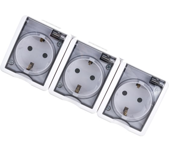 Изображение товара Розетка ЭРА 11-2406-01 3х2P E IP54, шторки, 16A-250В, ОУ, белый Б0020722