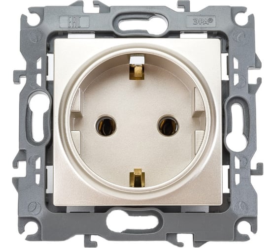 Изображение товара Розетка ЭРА 12-2001-04 2P E Schuko, 16A-250В, IP20, без м.лапок, 12, шампань Б0014684