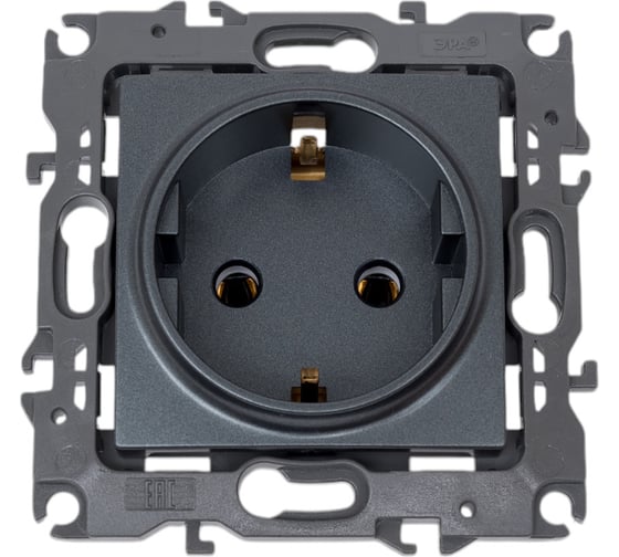 Изображение товара Розетка ЭРА 12-2001-12 2P E Schuko, 16A-250В, IP20, без м.лапок, 12, графит Б0019307