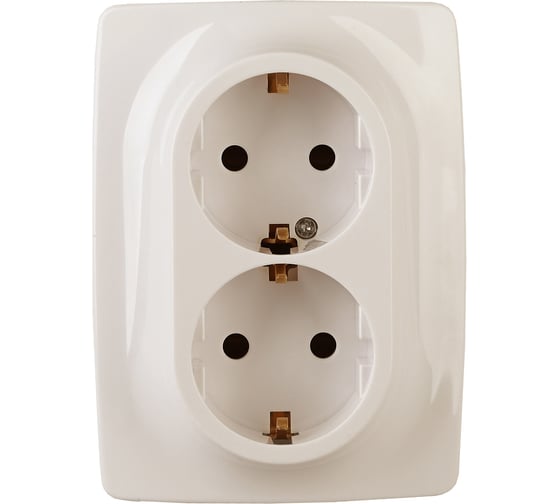 Изображение товара Розетка ЭРА 12-2006-02 2X2P E Schuko, 16А-250В, б.л., 12, слоновая кость Б0038809