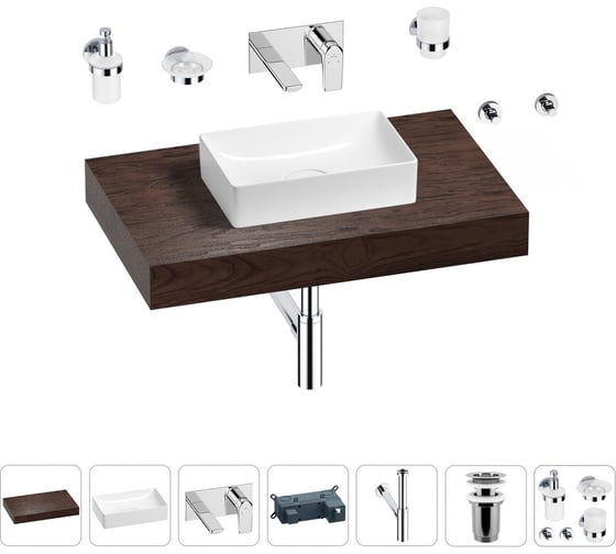 Изображение товара Раковина Wellsee 42 см со столешницей 80 смPure BY201010761 в наборе 9 в 1 201010761