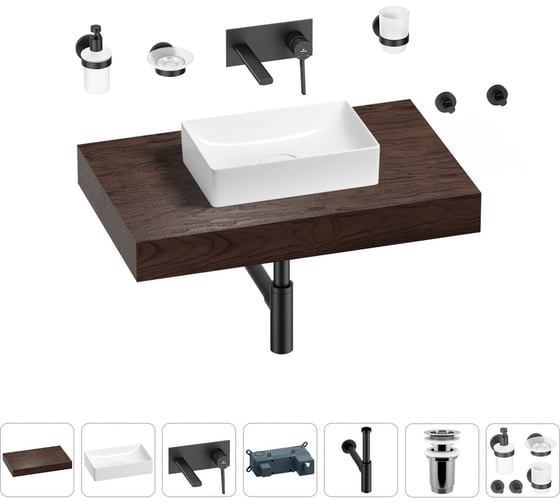 Изображение товара Раковина Wellsee 42 см со столешницей 80 смPure BY201010767 в наборе 9 в 1 201010767