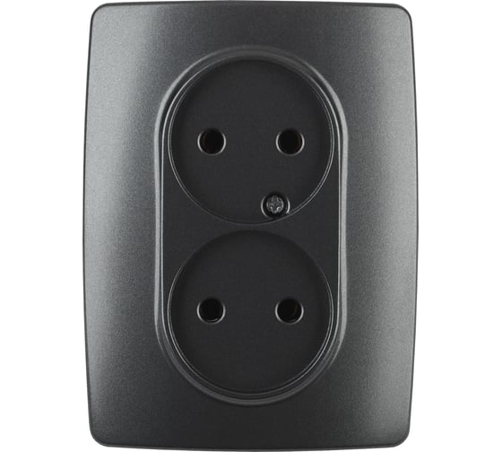 Изображение товара Розетка ЭРА 12-2107-05 2X2P, 16A-250В, IP20, 12, антрацит Б0031242