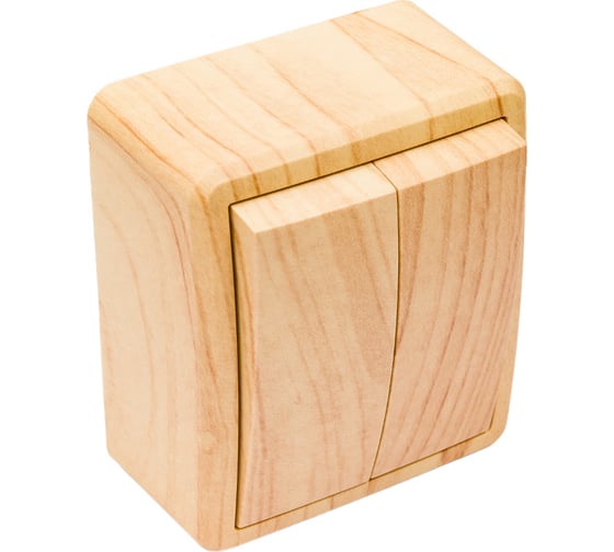 Изображение товара Двойной выключатель ЭРА 11-1204-11 10АХ-250В, IP20, ОУ, Эксперт, сосна Б0020665