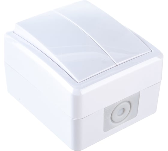 Изображение товара Двойной выключатель ЭРА 11-1404-01 IP54, 10АХ-250В, ОУ, Эксперт, белый Б0020675