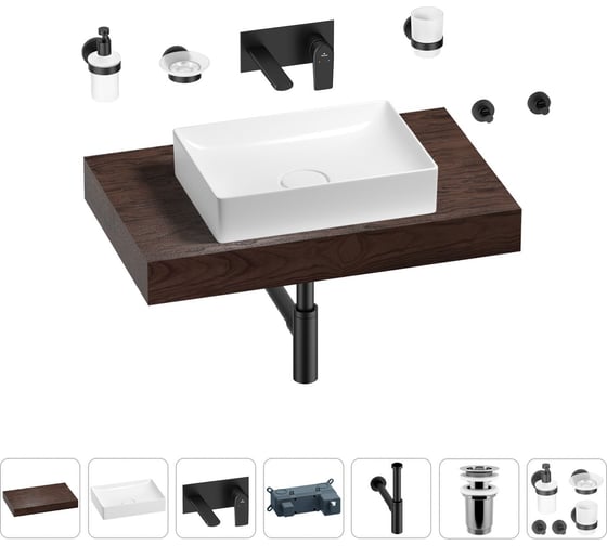 Изображение товара Раковина Wellsee 50 см со столешницей 80 см Pure BY в наборе 9 в 1 201011142