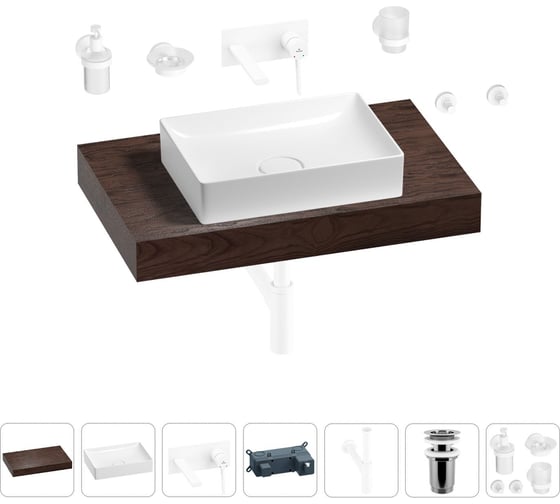 Изображение товара Раковина Wellsee 50 см со столешницей 80 см Pure BY в наборе 9 в 1 201011150