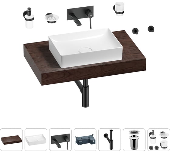 Изображение товара Раковина Wellsee 50 см со столешницей 80 см Pure BY в наборе 9 в 1 201011147