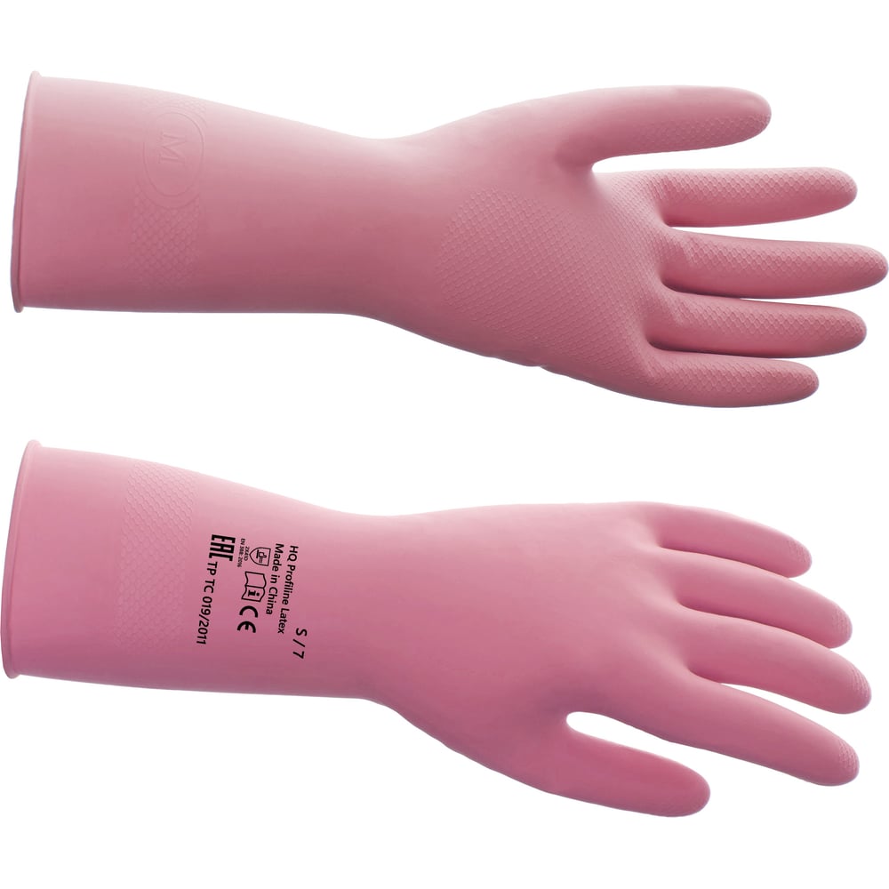 Многоразовые латексные перчатки HQ profiline перчатки фрекен бок оптима латексные с хлопковым напылением размер s