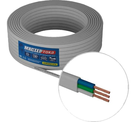 Изображение товара Провод ПУГНПбм Мастер Тока 3х1.5 белый 50м МТ1369