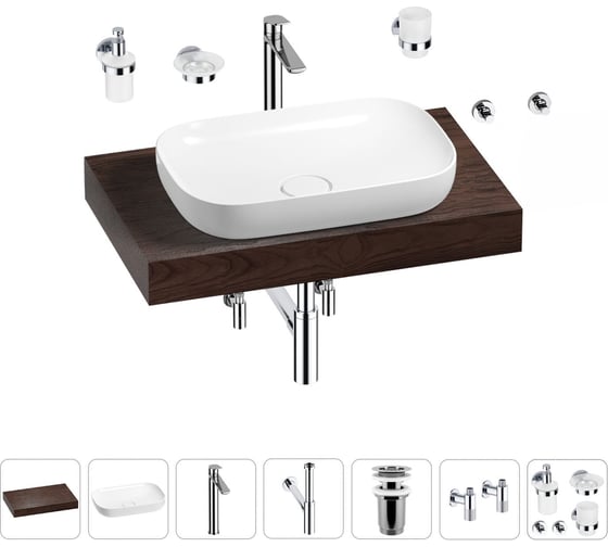 Изображение товара Раковина Wellsee 60 см со столешницей 80 смCroquisв наборе 10 в 1 201007951