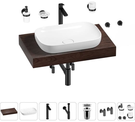 Изображение товара Раковина Wellsee 60 см со столешницей 80 смCroquisв наборе 10 в 1 201007952