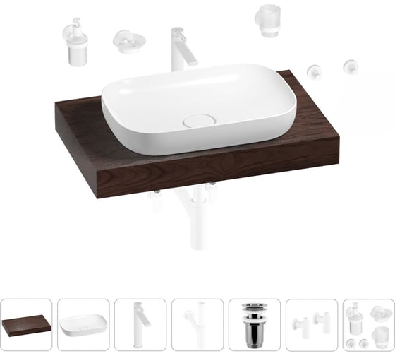 Изображение товара Раковина Wellsee 60 см со столешницей 80 смCroquisв наборе 10 в 1 201007960