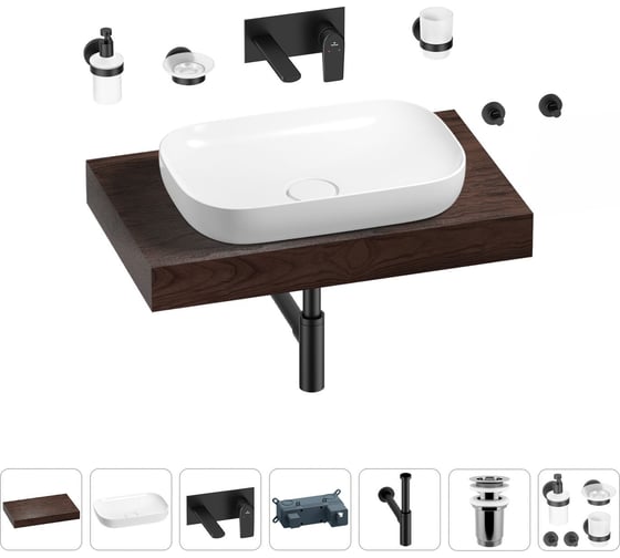 Изображение товара Раковина Wellsee 60 см со столешницей 80 смCroquisв наборе 9 в 1 201007962