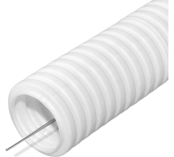 Изображение товара Гофрированная труба Промрукав ПЛЛ легкая безгалогенная HF негорючая НГ белая с/з д32 25м PR02.0217