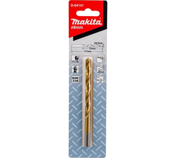 Изображение товара Сверло по металлу HSS-TiN (8х117 мм) Makita D-64141