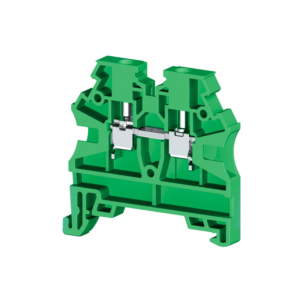 Изображение товара Клеммник на DIN-рейку Klemsan AVK2,5 RD(RP), зеленый, 2 провода, 24A